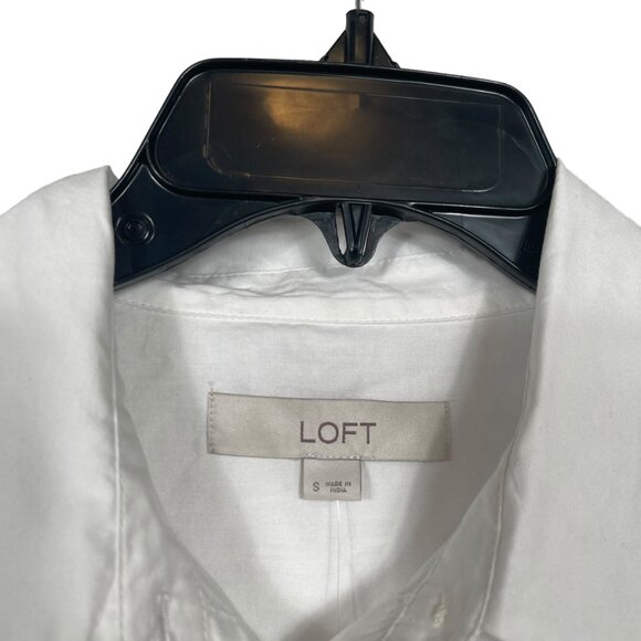 LOFT Drawstring Tunic Shirt Top Womens Small White Elastic Waist Business Casual - Picture 4 of 12